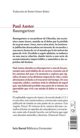 Paul Auster NOVELA BAUMGARTNER ENVIO GRATIS DE LIBROS POR COMPRAS SOBRE $40.000 EN SANTIAGO Y TODO CHILE